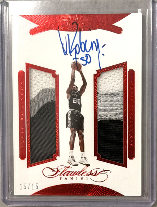 2015-16 Panini Flawless GR-DR David Robinson Greats Dual Memorabilia Autographs Ruby /15