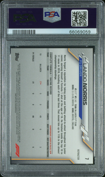 2020 Topps Chrome Formula 1 7 Lando Norris Refractor PSA 10