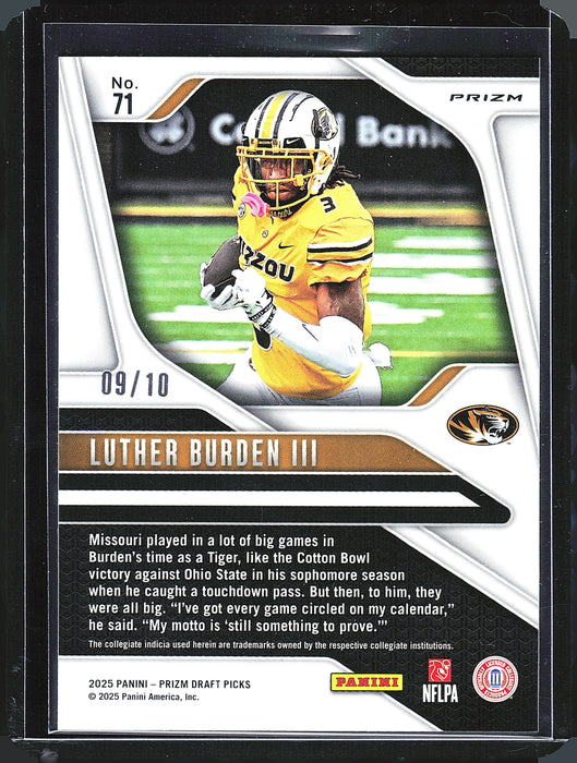 2025 Panini Prizm Draft Picks 71 Luther Burden III Prizms Gold 09/10