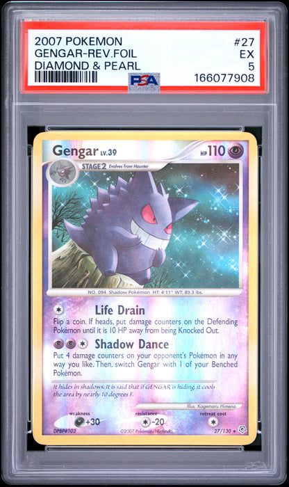2007 Pokemon Diamond & Pearl 27 Gengar-Rev.Foil Diamond & Pearl PSA 5