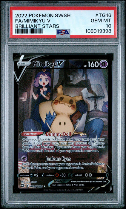 2022 Pokemon Sword & Shield Brilliant Stars TG16 Fa/Mimikyu V Brilliant Stars PSA 10