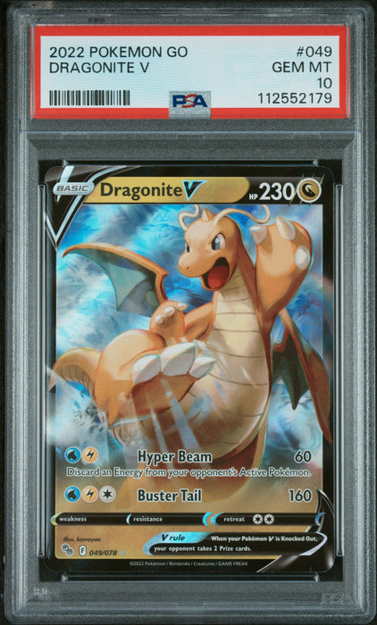 2022 Pokemon Go 049 Dragonite V PSA 10