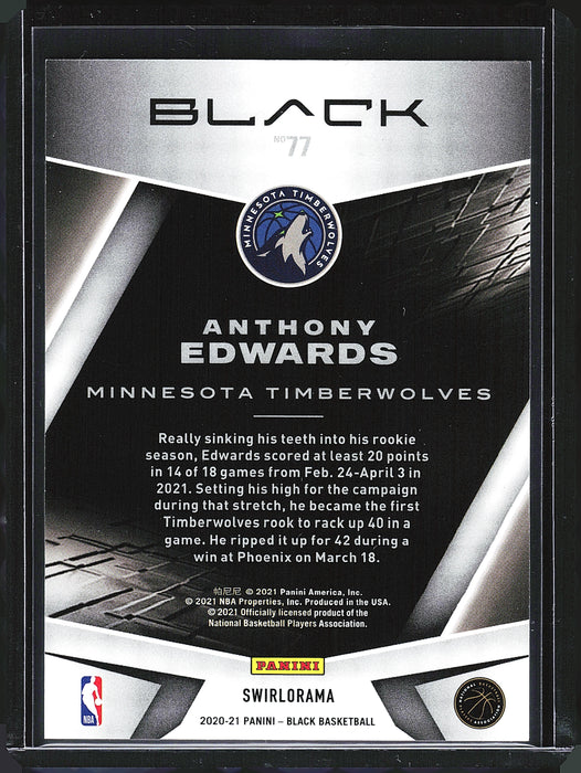 2020-21 Panini Black 77 Anthony Edwards Swirlorama 28/65