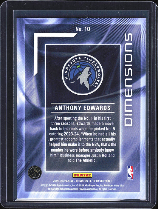 2023-24 Donruss Elite 10 Anthony Edwards Dimensions