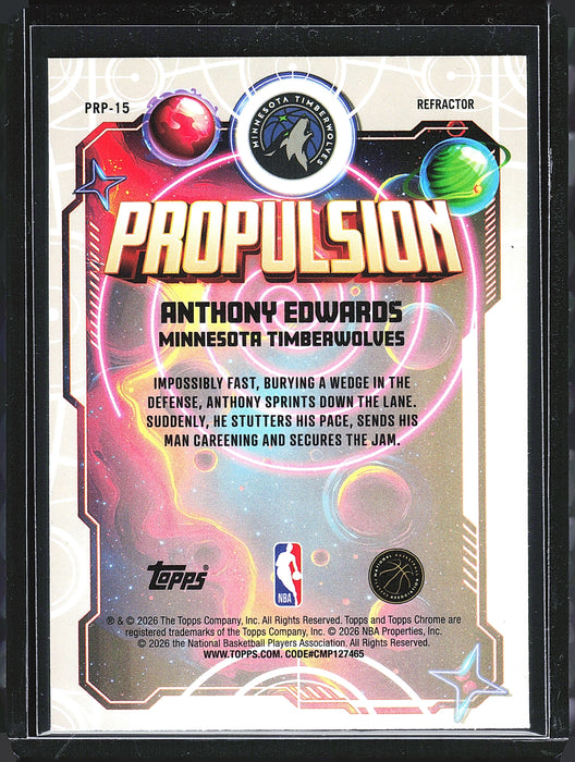 2025-26 Topps Chrome Cosmic PRP-15 Anthony Edwards Propulsion Refractor