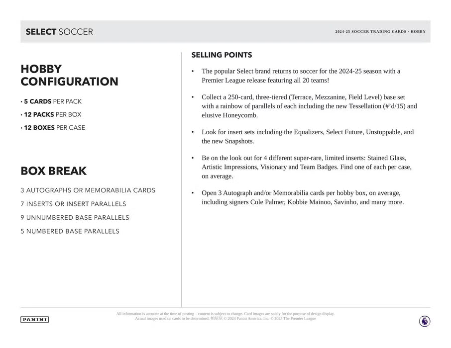 2024-25 Panini Select Premier League EPL Soccer Hobby Box
