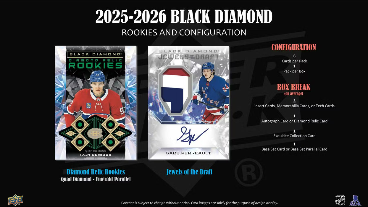 2025-26 Upper Deck Black Diamond Hockey Hobby Box
