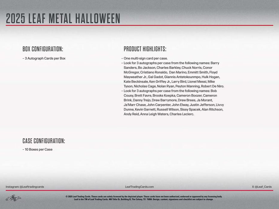 2025 Leaf Metal Halloween Hobby Box