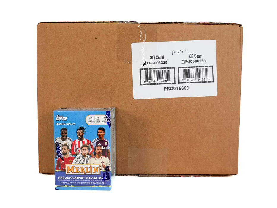 2024-25 Topps UEFA Club Competitions Merlin Chrome Soccer Blaster Value Sealed Case (40 Boxes)