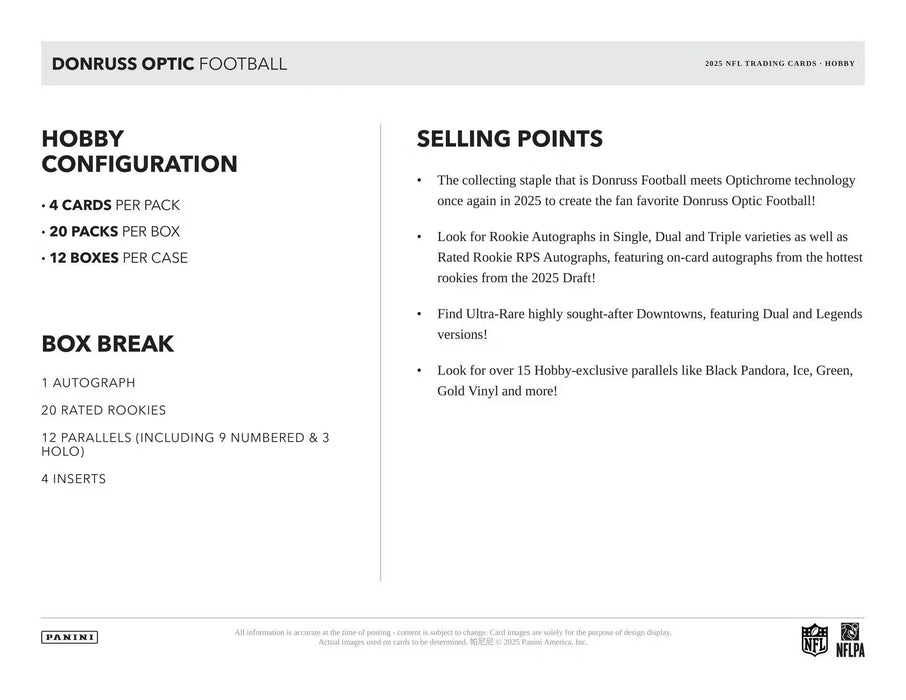 2025 Panini Donruss Optic Football Hobby