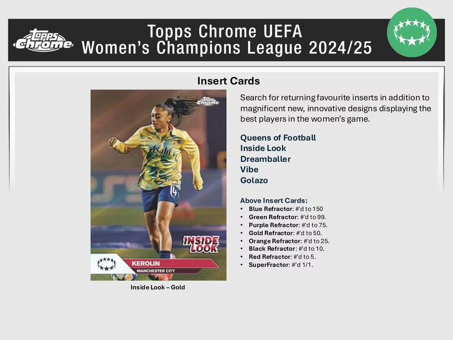 2024-25 Topps Chrome UEFA Women's Champions League Soccer 7-Pack Blaster Box (Pre-Order 15th of January)