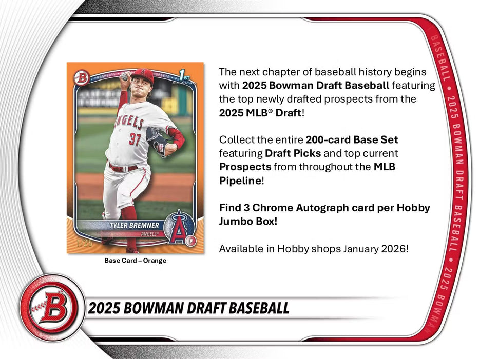 2025 Bowman Draft Baseball Hobby Jumbo Box (Pre-Order: January 14)