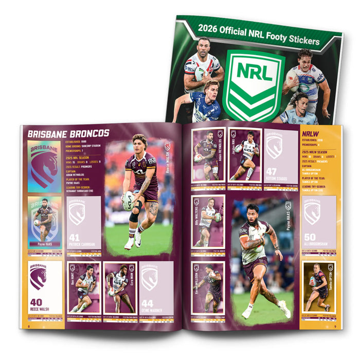 Select 2026 NRL Stickers Book + 5 Packs (In Stock)