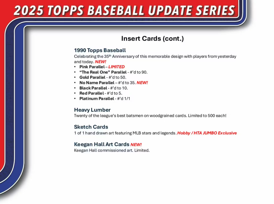 2025 Topps Update Baseball Hobby Box