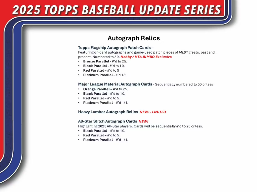 2025 Topps Update Baseball Hobby Box