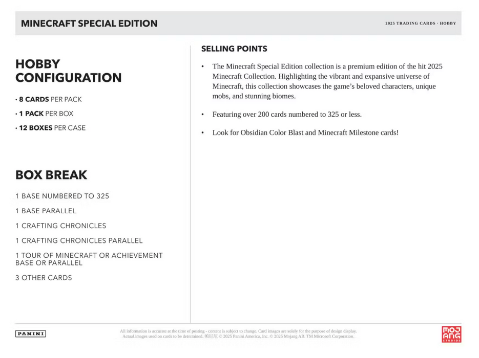 2025 Panini Minecraft Special Edition Hobby Box