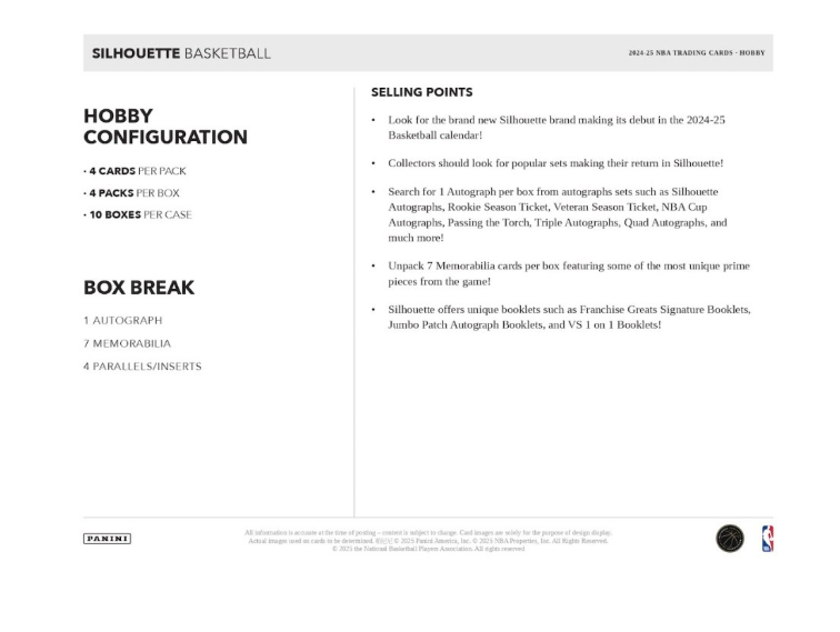2024-25 Panini Silhouette Basketball Hobby Box