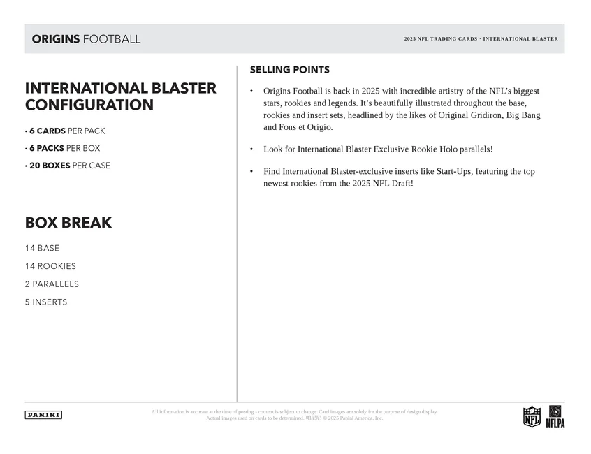 2025 Panini Origins NFL Football International Blaster Box