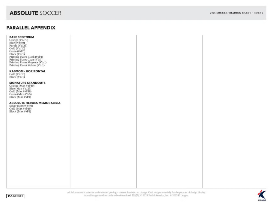 2025 Panini Absolute K League Soccer Hobby Box  (Pre-Order: October 4)
