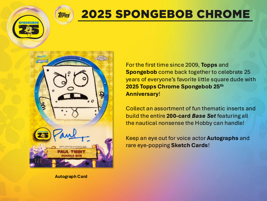 2025 Topps Chrome Spongebob 25th Anniversary Hobby Box