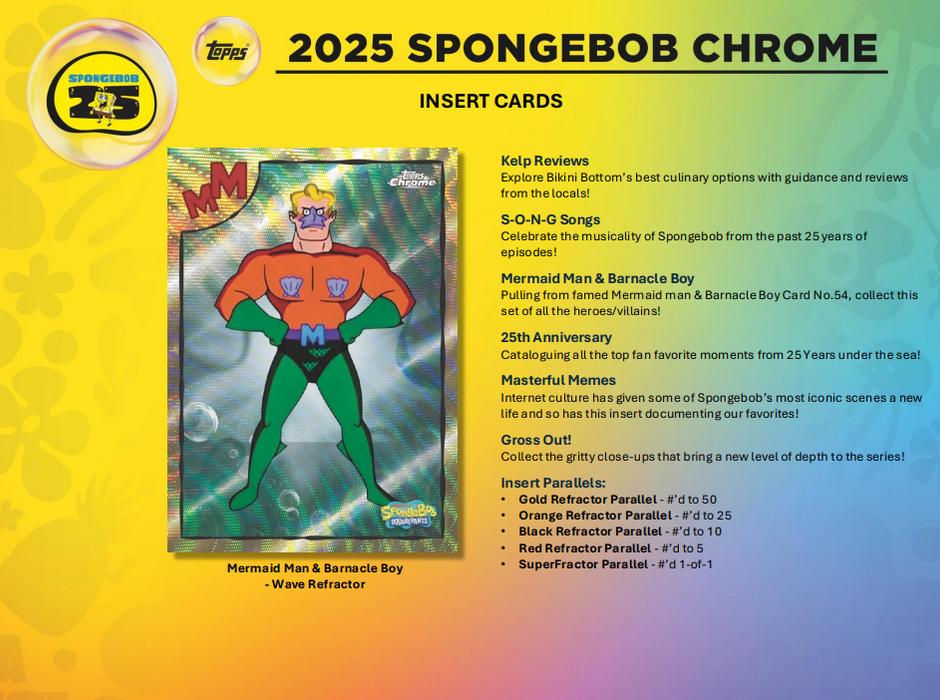 2025 Topps Chrome Spongebob 25th Anniversary Hobby Box
