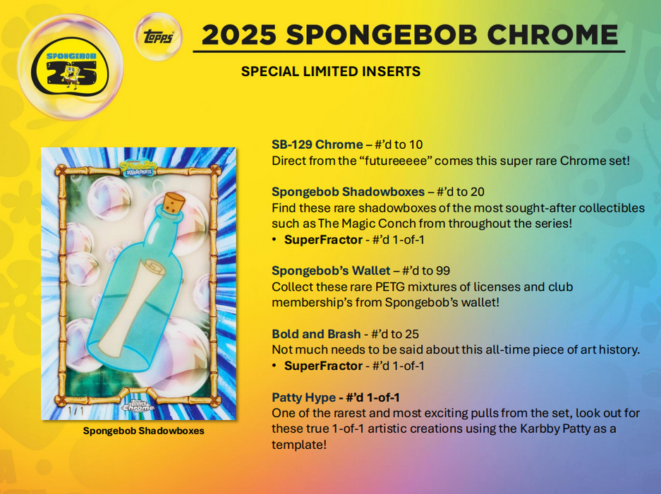 2025 Topps Chrome Spongebob 25th Anniversary Hobby Box