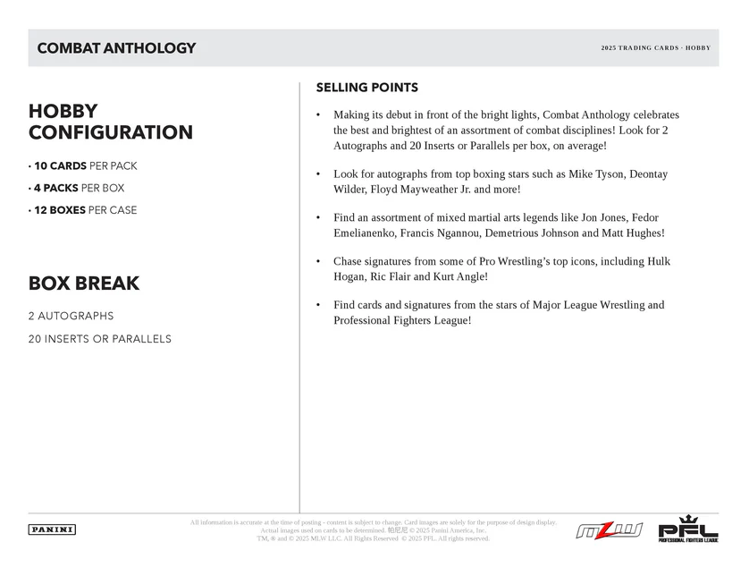 2025 Panini PFL Combat Anthology Hobby Box