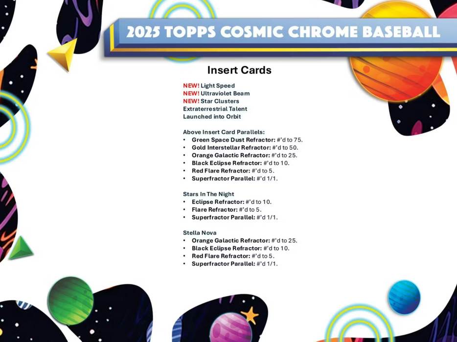 2025 Topps Cosmic Chrome Baseball Hobby Box (Pre-Order: December 17)