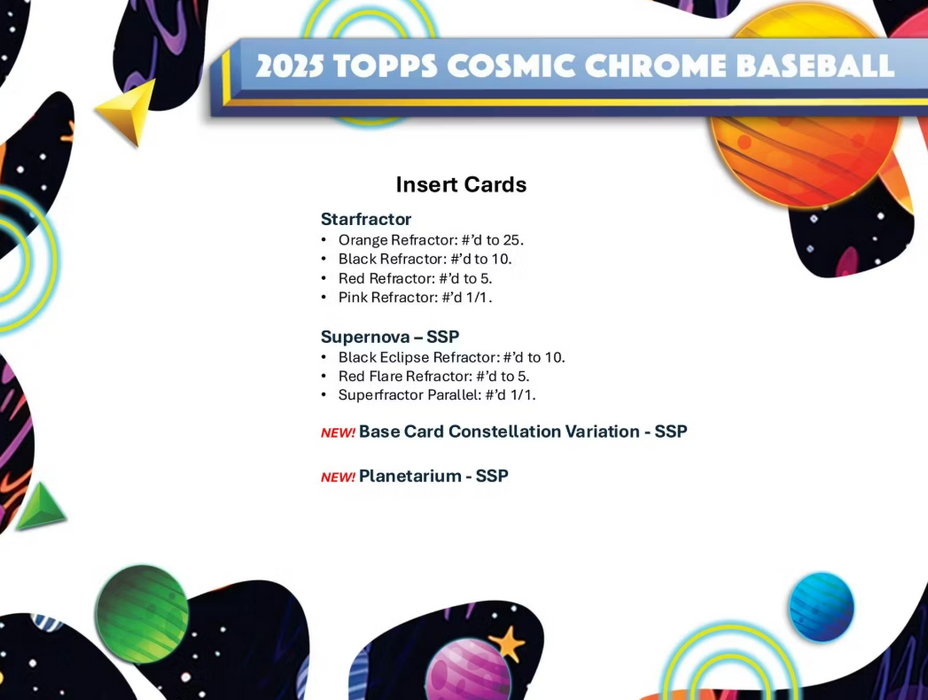 2025 Topps Cosmic Chrome Baseball Hobby Box (Pre-Order: December 17)