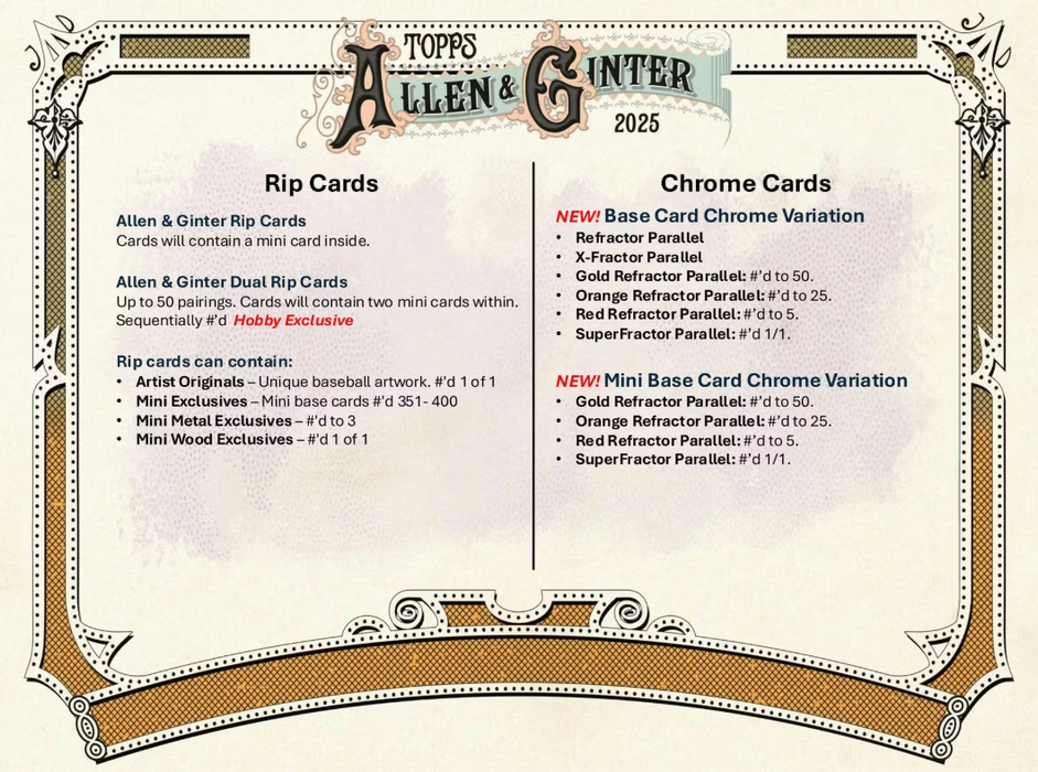 2025 Topps Allen & Ginter Baseball Blaster Value Box (Pre-Order: TBA)