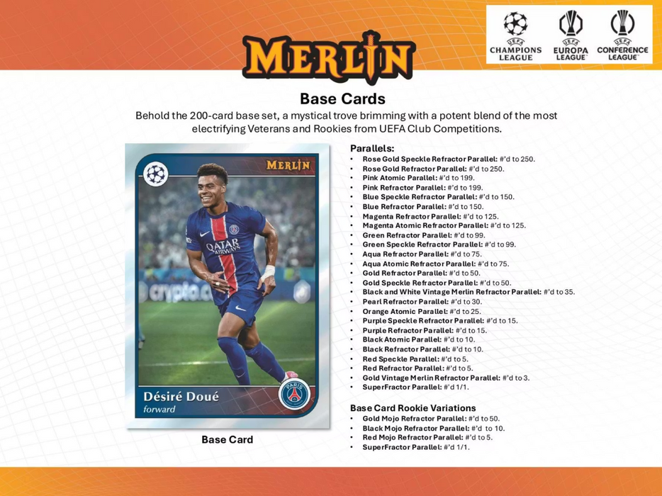 2024-25 Topps UEFA Club Competitions Merlin Chrome Soccer Breaker's Delight Box (Pre-Order: December 19)
