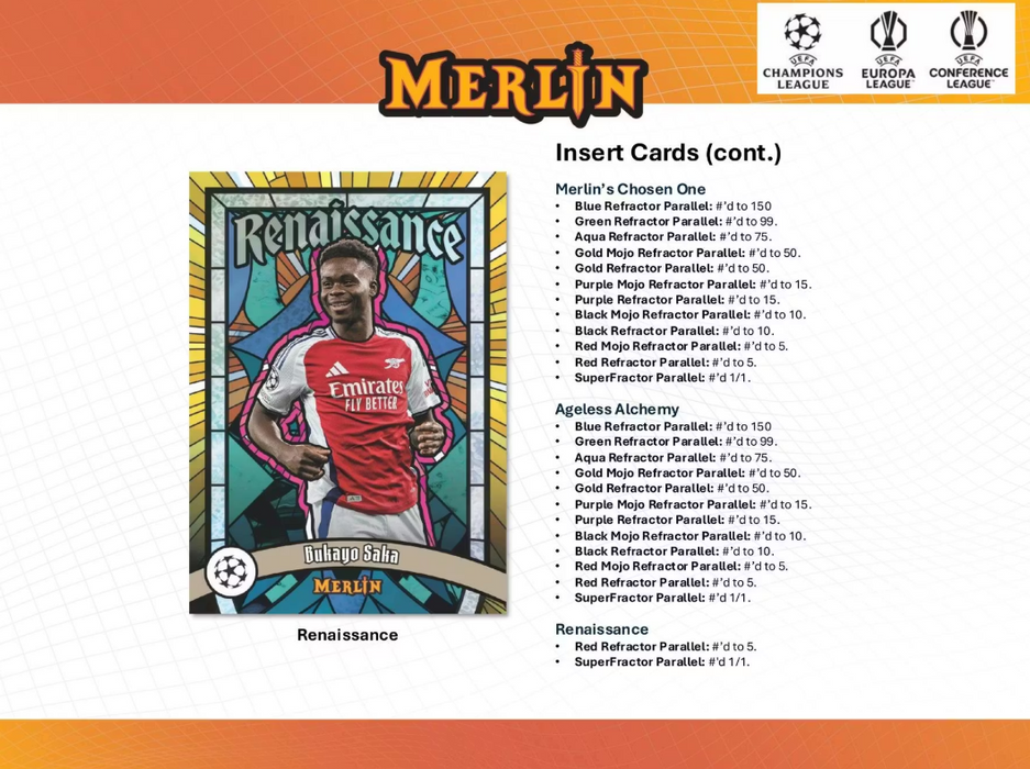 2024-25 Topps UEFA Club Competitions Merlin Chrome Soccer Breaker's Delight Box (Pre-Order: December 19)