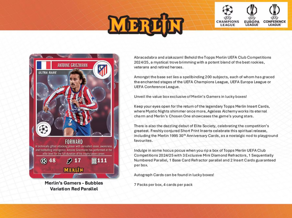 2024-25 Topps UEFA Club Competitions Merlin Chrome Soccer Blaster Value Box (Pre-Order : December 30)