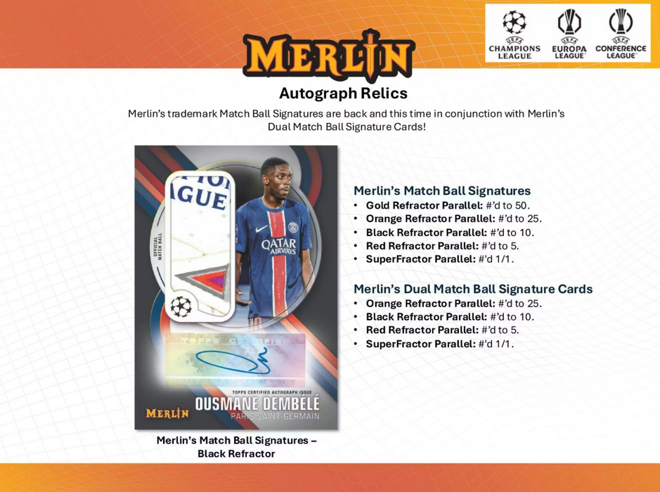 2024-25 Topps UEFA Club Competitions Merlin Chrome Soccer Hobby Box (Pre-Order: December 19)