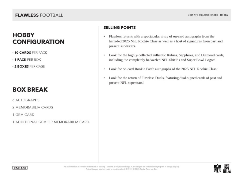 2025 Panini Flawless Football Hobby Box