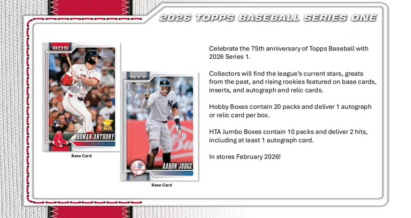 2026 Topps Series 1 Baseball Hobby Jumbo Box (Pre-Order: February 11)