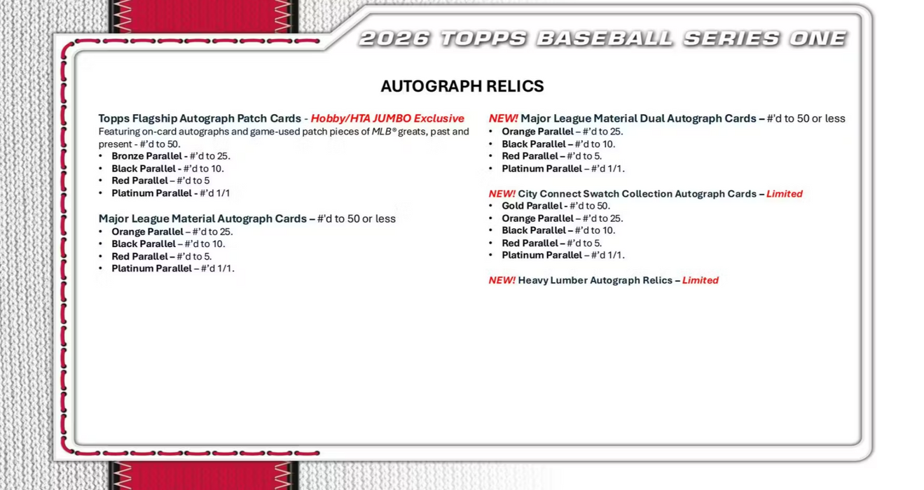 2026 Topps Series 1 Baseball Hobby Jumbo Box (Pre-Order: February 11)