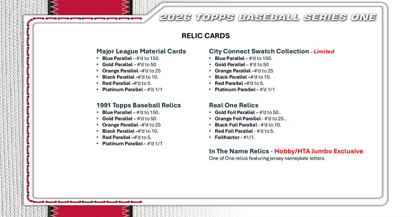 2026 Topps Series 1 Baseball Hobby Jumbo Box (Pre-Order: February 11)