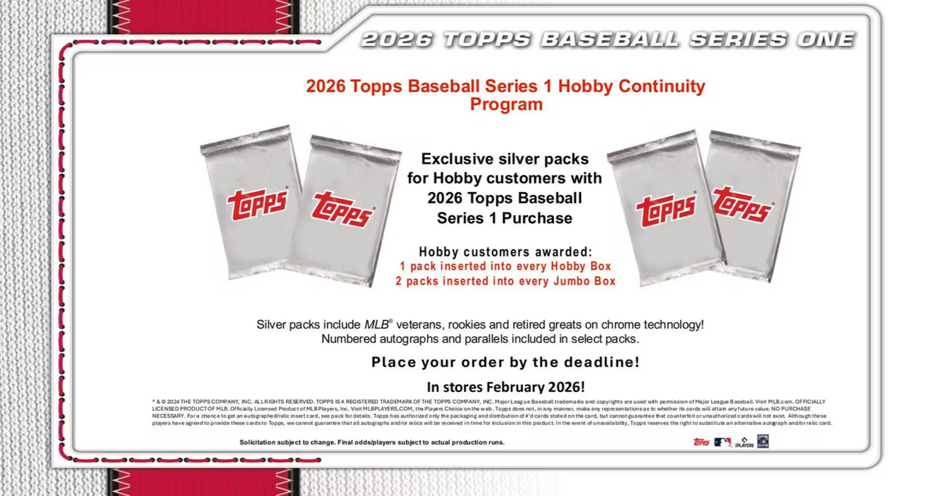 2026 Topps Series 1 Baseball Hobby Jumbo Box (Pre-Order: February 11)
