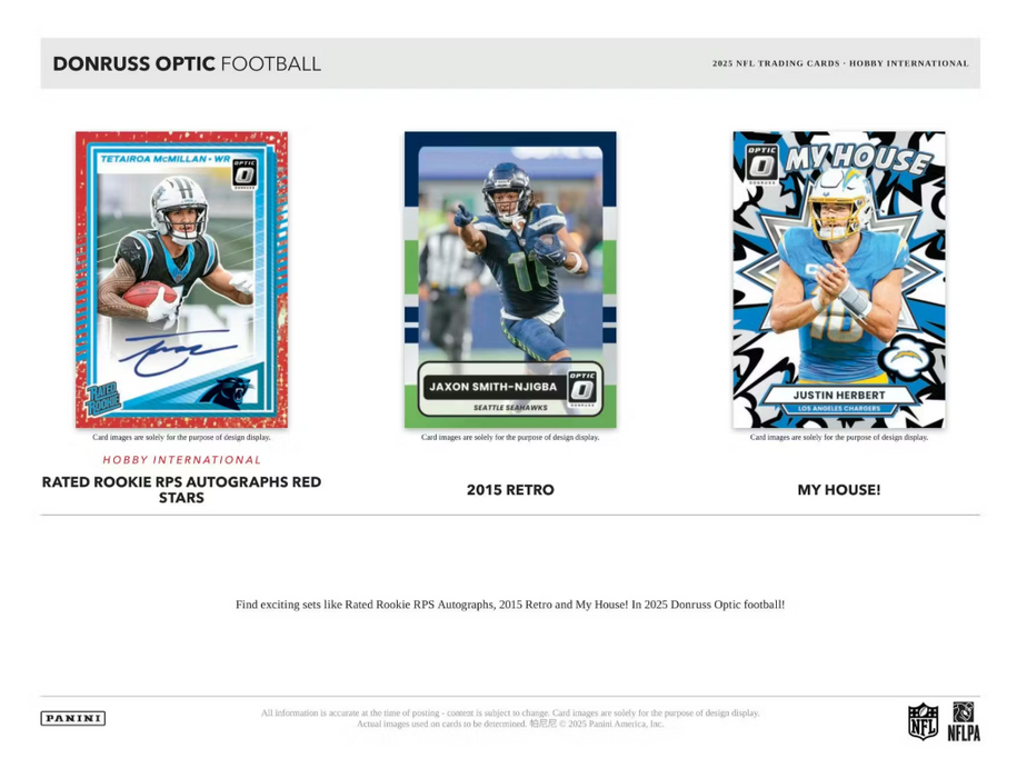 2025 Panini Donruss Optic NFL Football International Hobby Box