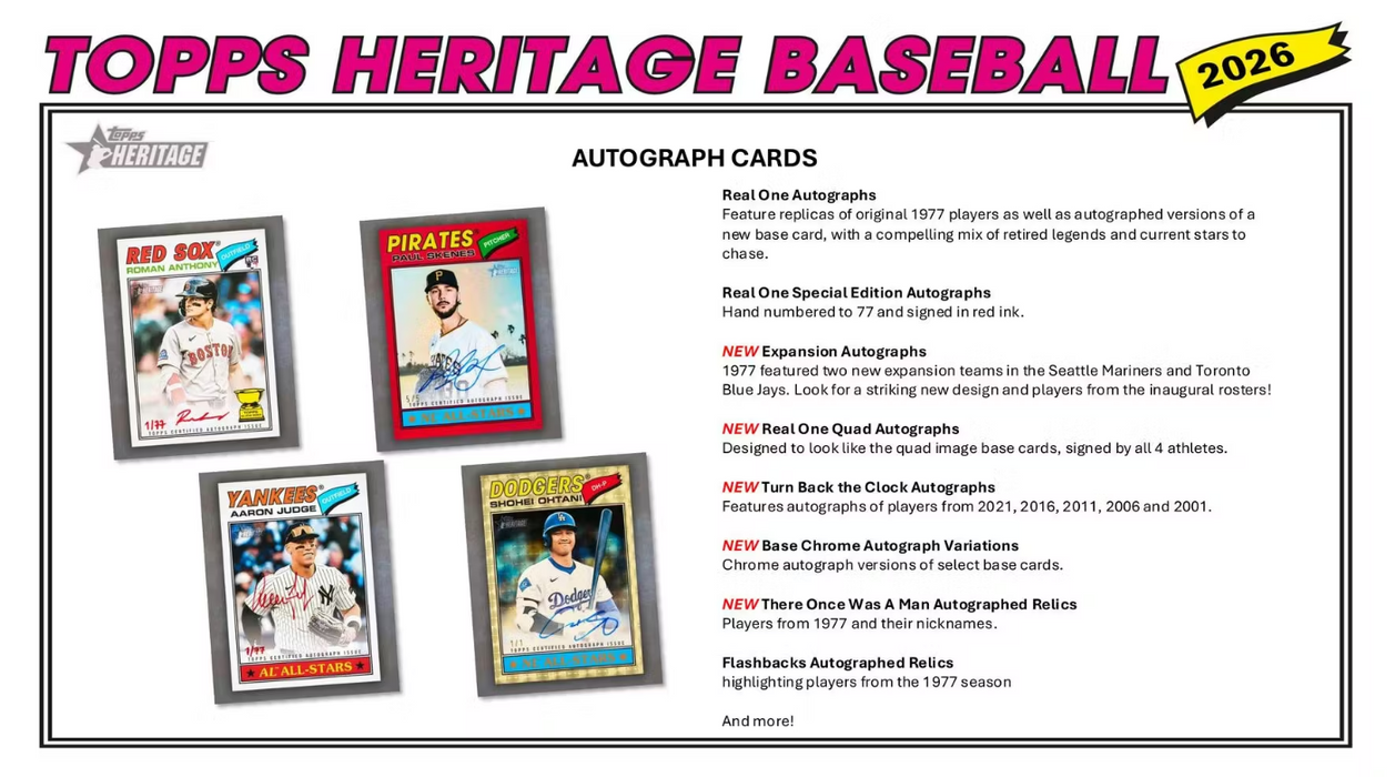 2026 Topps Heritage Baseball Hobby Box (Pre-Order: March 18)
