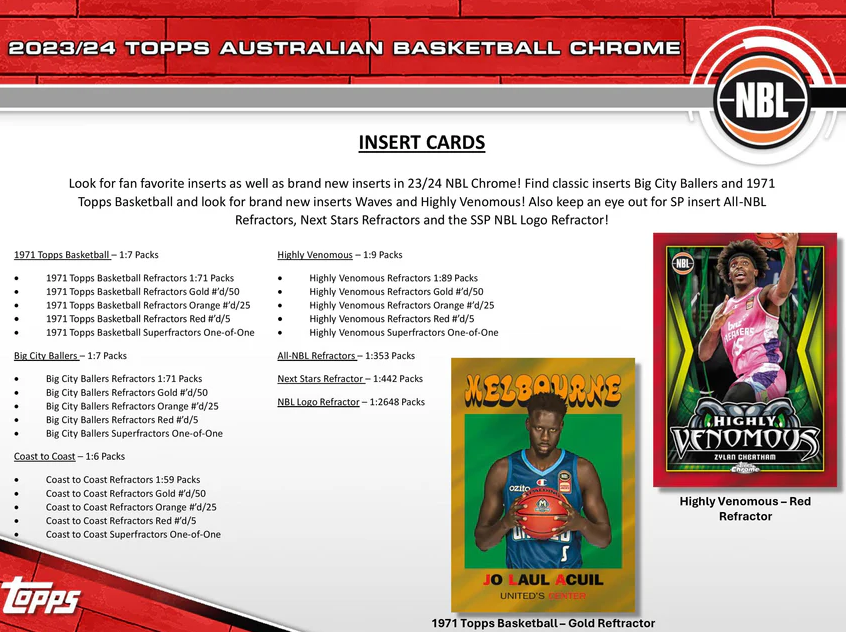 2023-24 Topps Chrome NBL Basketball Hobby Box