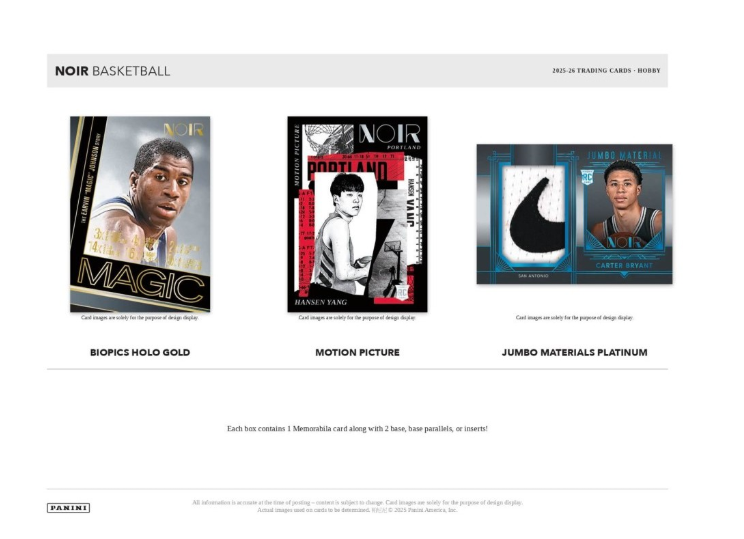 2025-26 Panini Noir Basketball Hobby Box (Pre-Order: June 11)