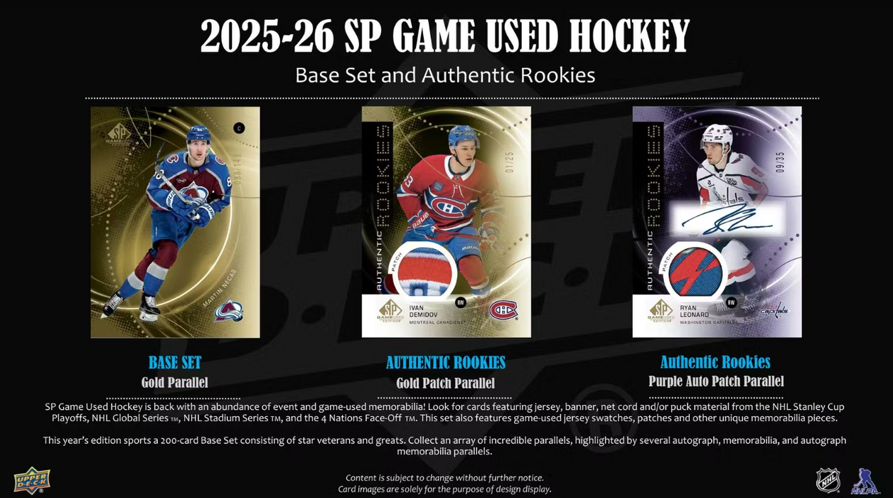 2025-26 Upper Deck SP Game Used Hockey Hobby Box