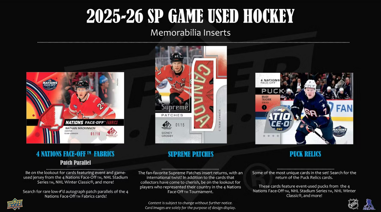2025-26 Upper Deck SP Game Used Hockey Hobby Box