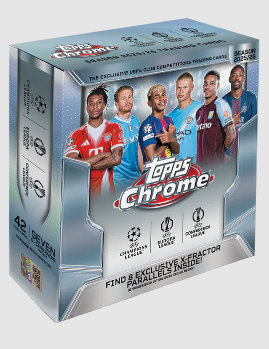 2025-26 Topps Chrome UEFA Club Competitions Soccer Mega Box