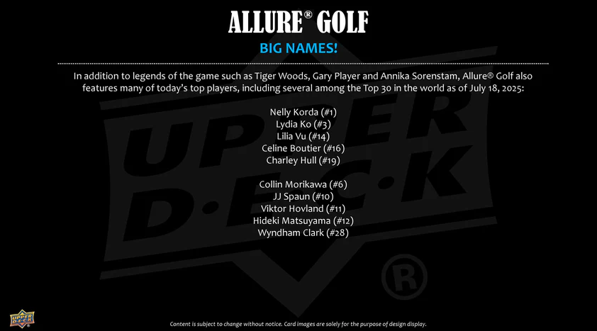 2026 Upper Deck Allure Golf Hobby Box