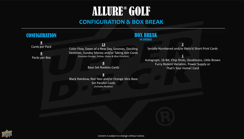 2026 Upper Deck Allure Golf Hobby Box