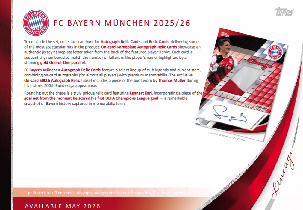 2025-26 Topps Bayern Munich Lineage Hobby Box (Pre-Order: May 25)