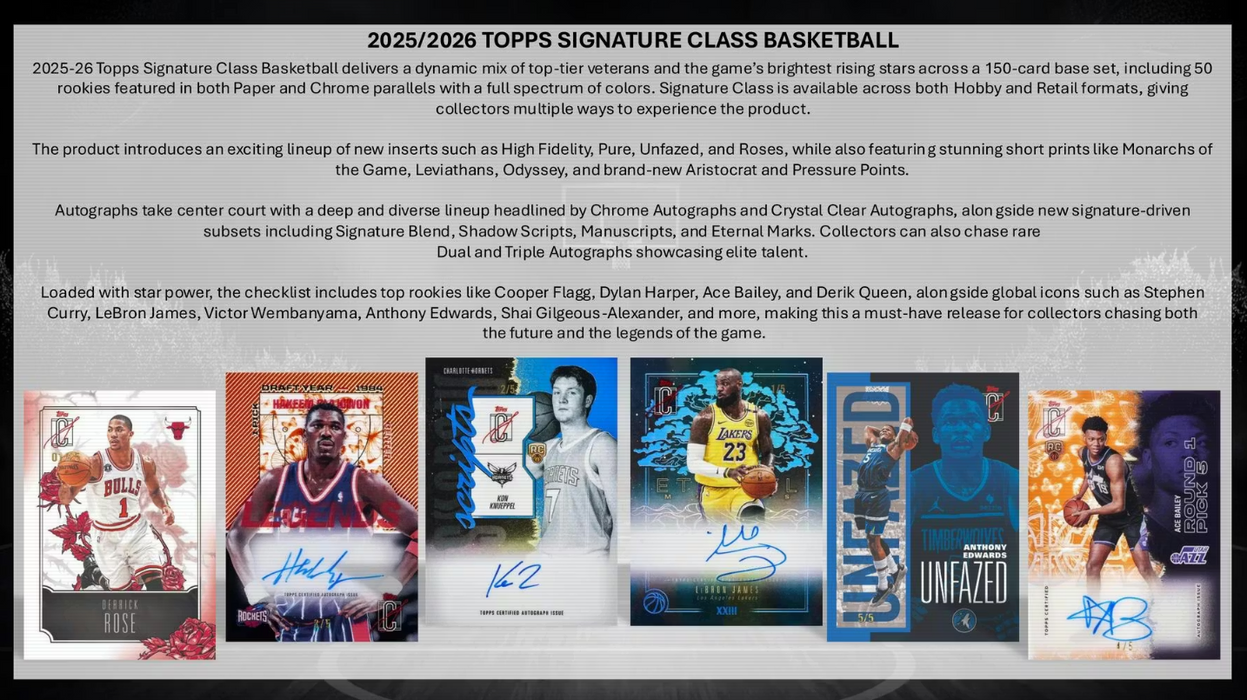 2025-26 Topps Signature Class Basketball Blaster Box (Pre-Order: May 28)